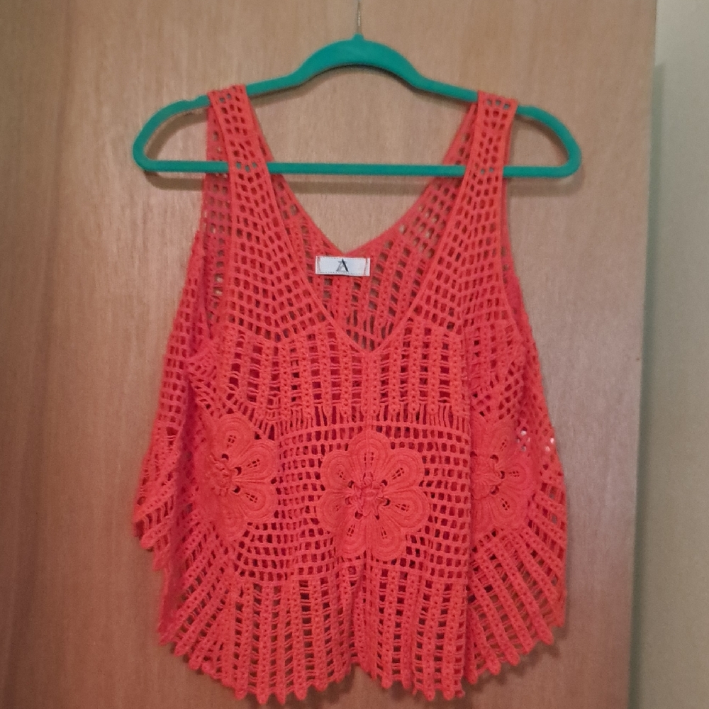 AZ Crochet Sleeveless Top in Orange